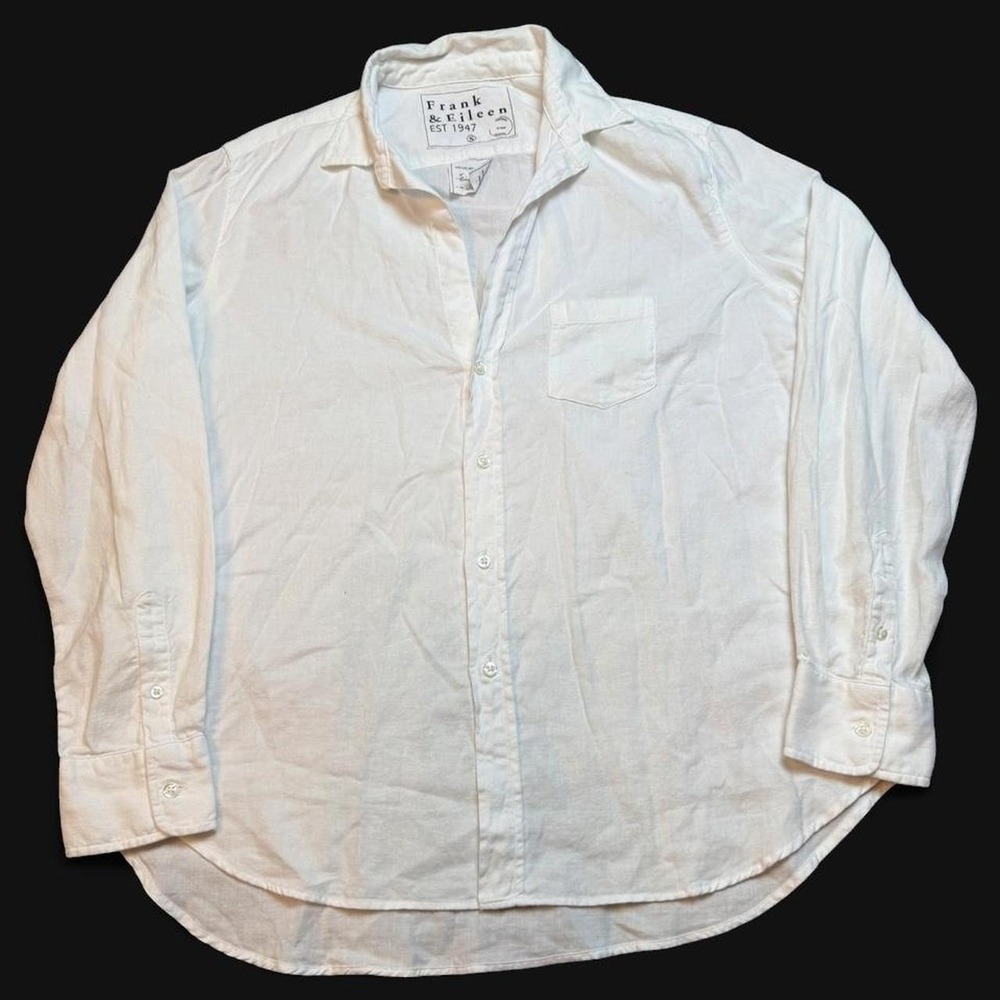 Frank & Eileen EILEEN white button-up linen cotton blend shirt size Small